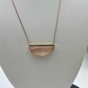 Stella & Dot Collector's Box Peach Pink Quartz Pendant Necklace